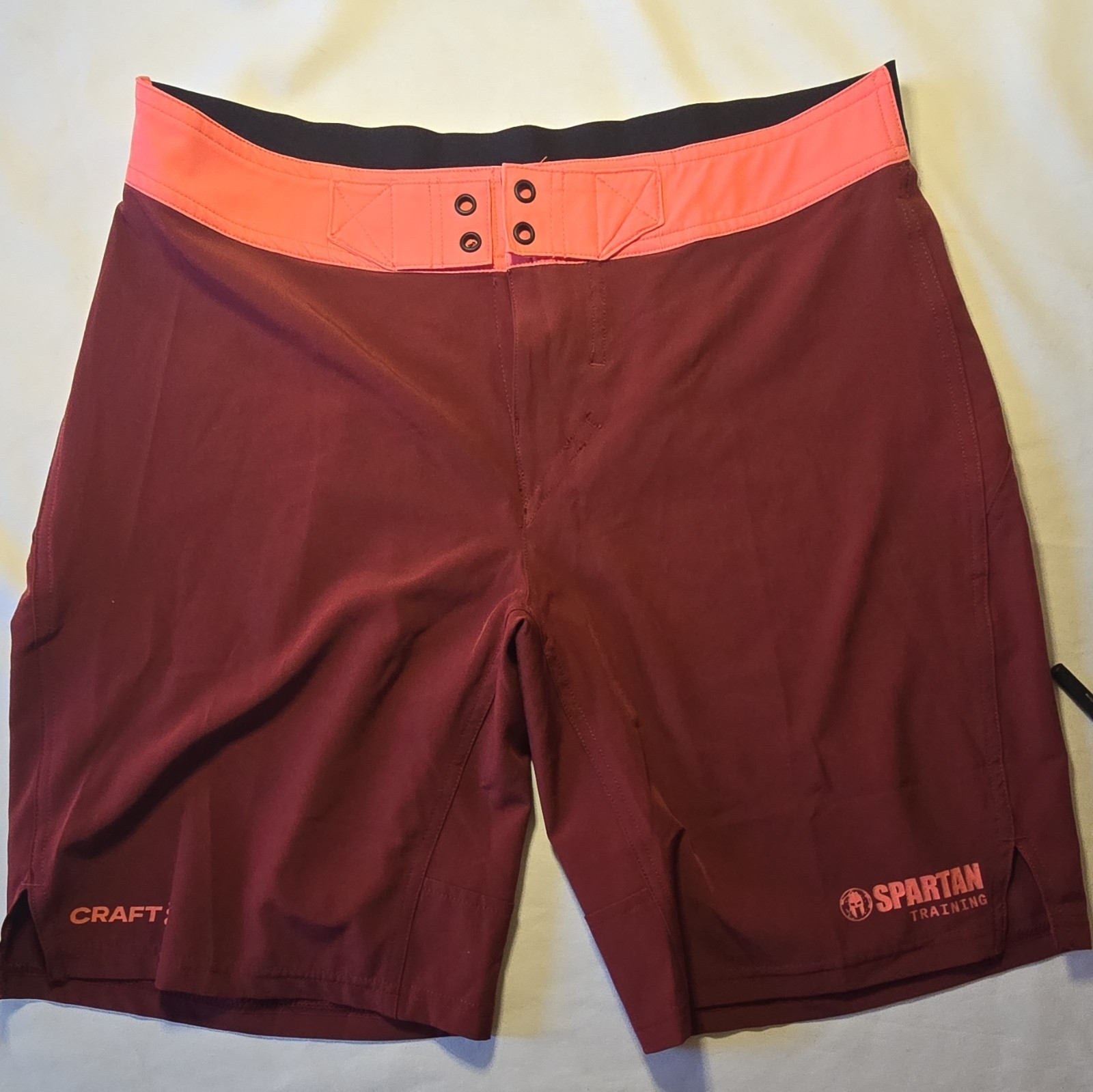 Craft Men’s Athletic Shorts Maroon/Pink Solid Stretch Polyester Elastane M