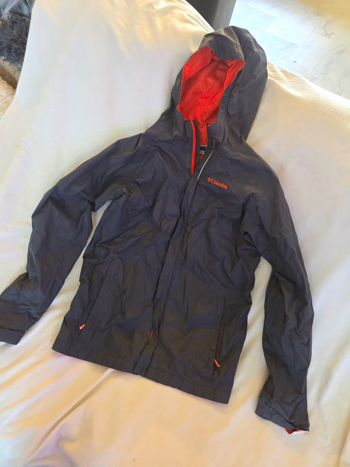 Columbia Teens Hooded Full Zip Jacket Gray/Orange Size L