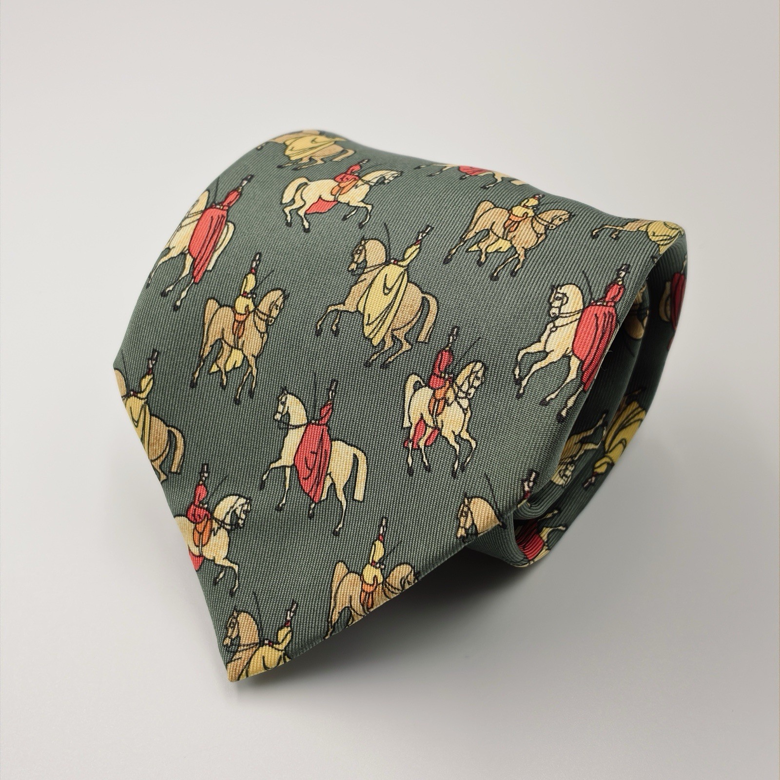Vintage Hermès Tie, Horse, Horseback Riding, 7413HA, 100% Silk, W: 3.5 in