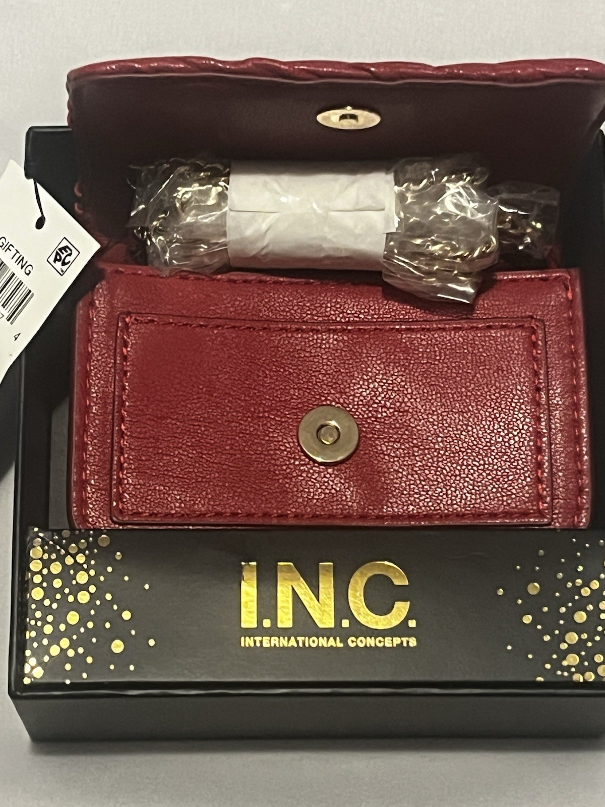 I.N.C. International Concepts Red Solid Chain Logo Women’s Chain Wallet