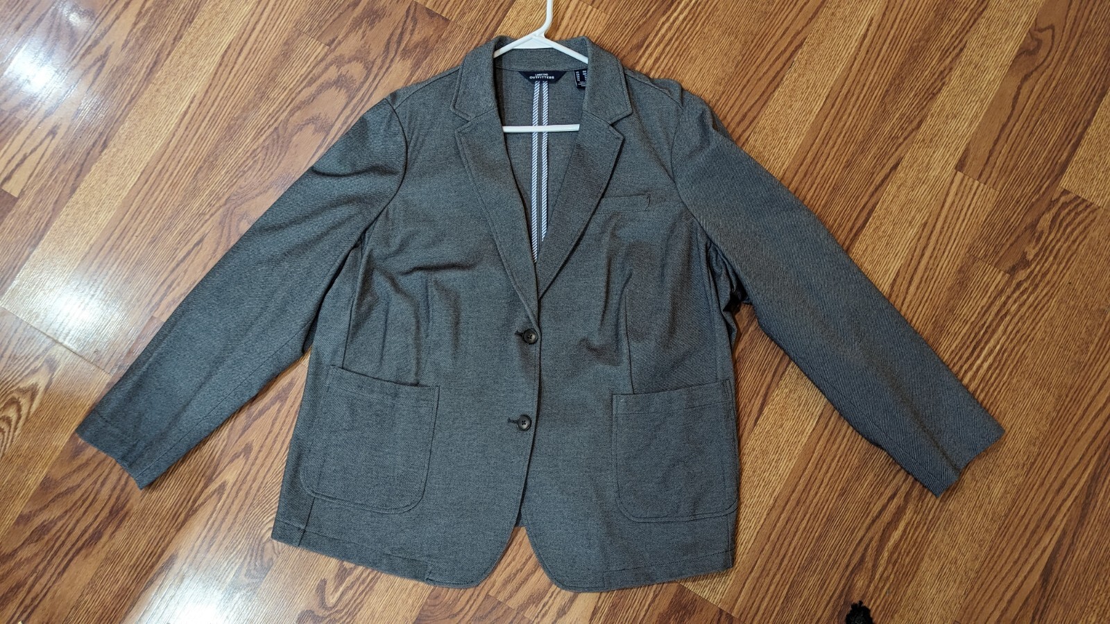 Lands’ End Blazer Gray Rayon Nylon Span 2 Button Patch Pockets Euc Sz 18W Nice!!