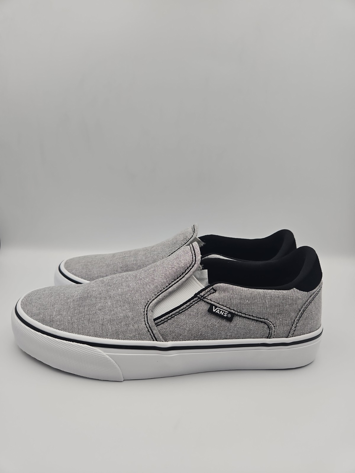 Vans Asher Deluxe Slip-On Sneaker Summer Canvas Black- Men’s Size 8.5