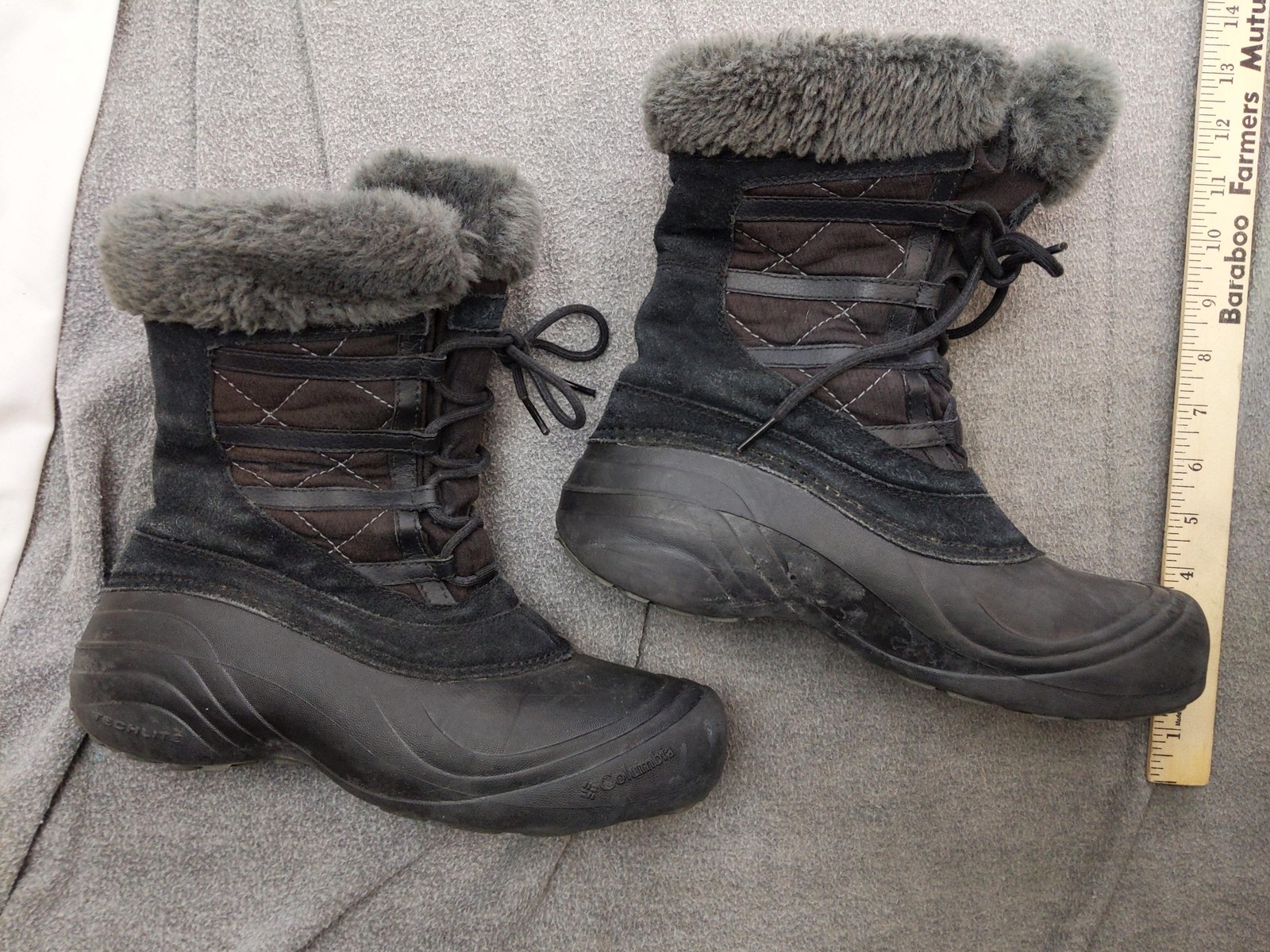Columbia Snow Boots Womens Size 9 41 Black Suede Mid Calf Winter Insulated