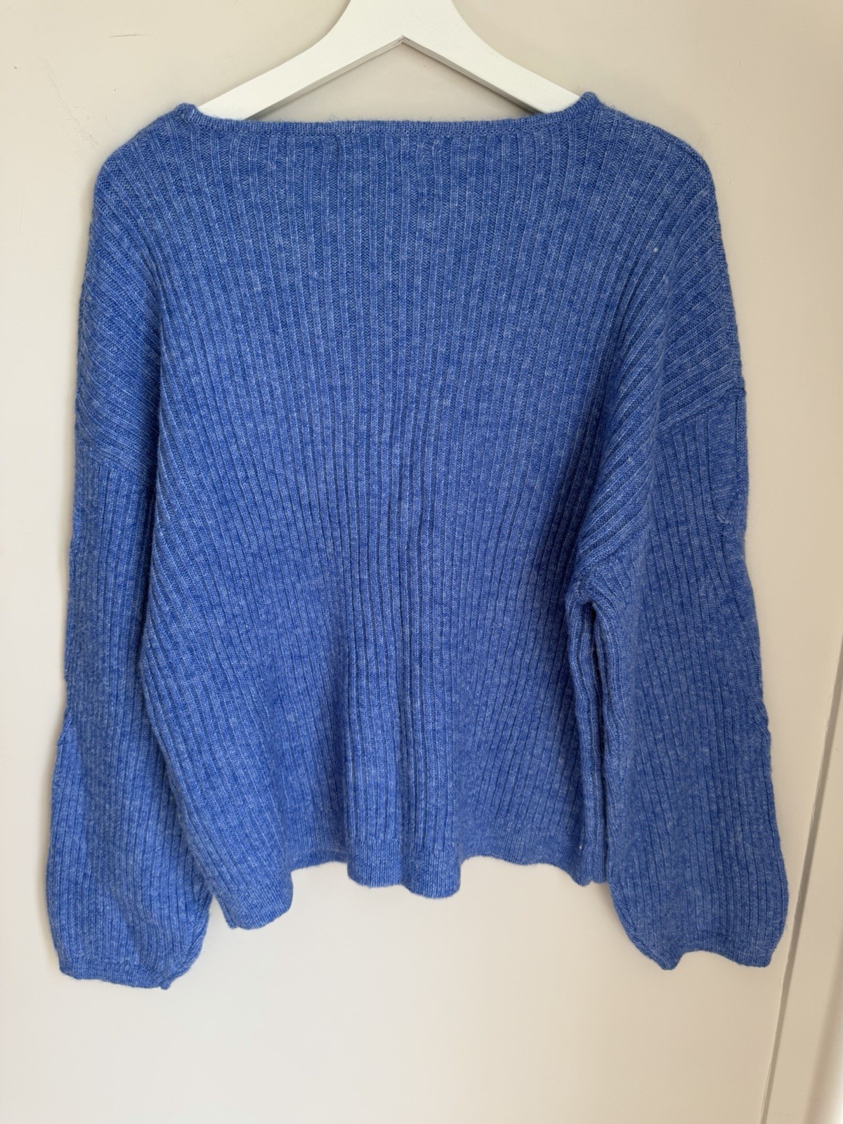 Marks & Spencer Cable, Rib, Boat Neck Jumper In Cornflower Blue Size L, BNWT