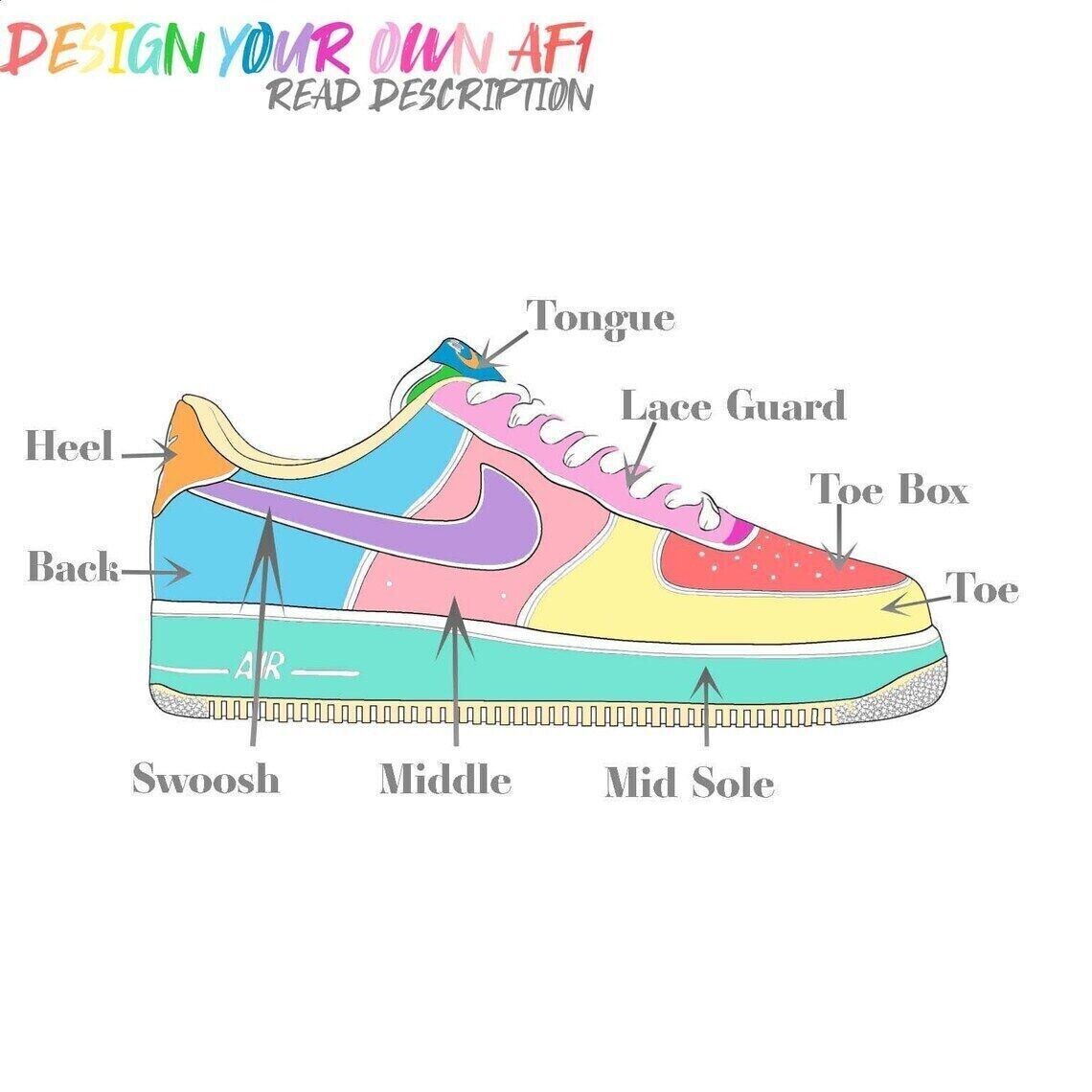 Air Force 1 Custom Rose ‘Blue Bloom’ Floral Shoes Mens 8 8.5 9 9.5 10 10.5 11 12