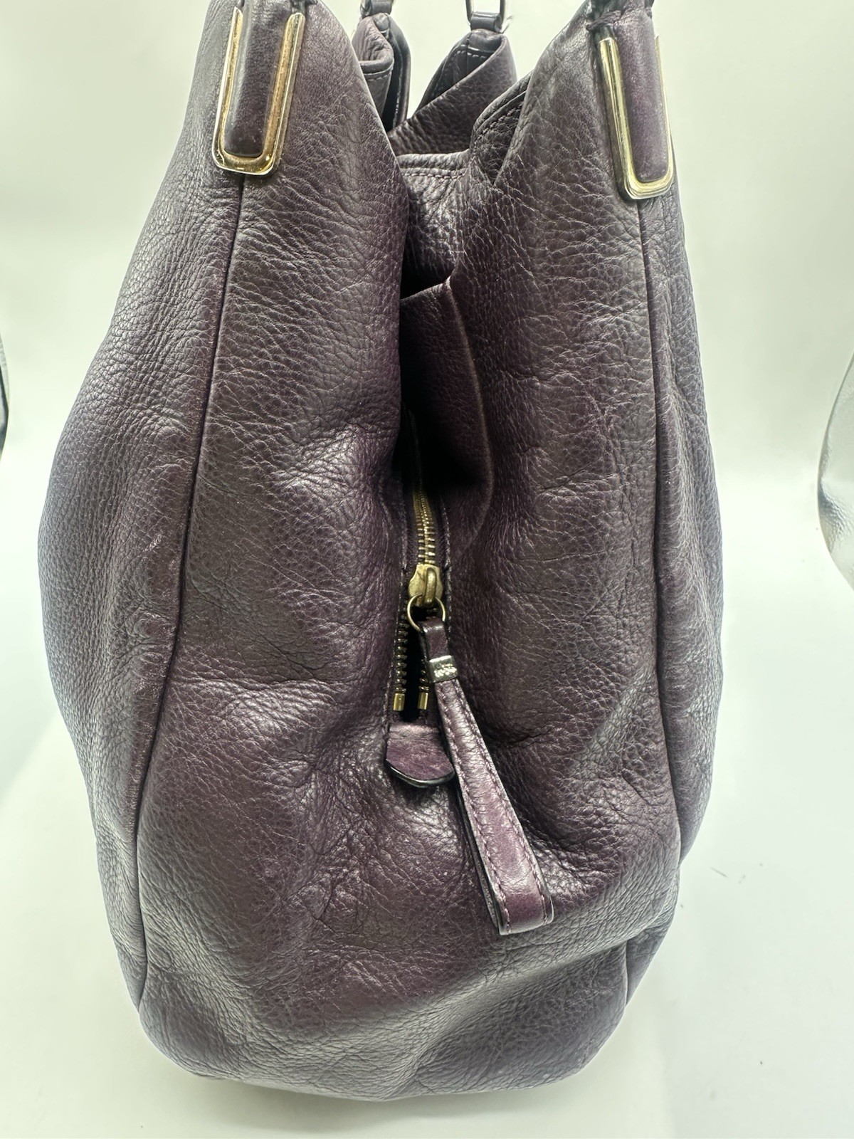 COACH Madison Phoebe 3 Compartment Eggplant Leather Tote Shoulder Handbag 24621