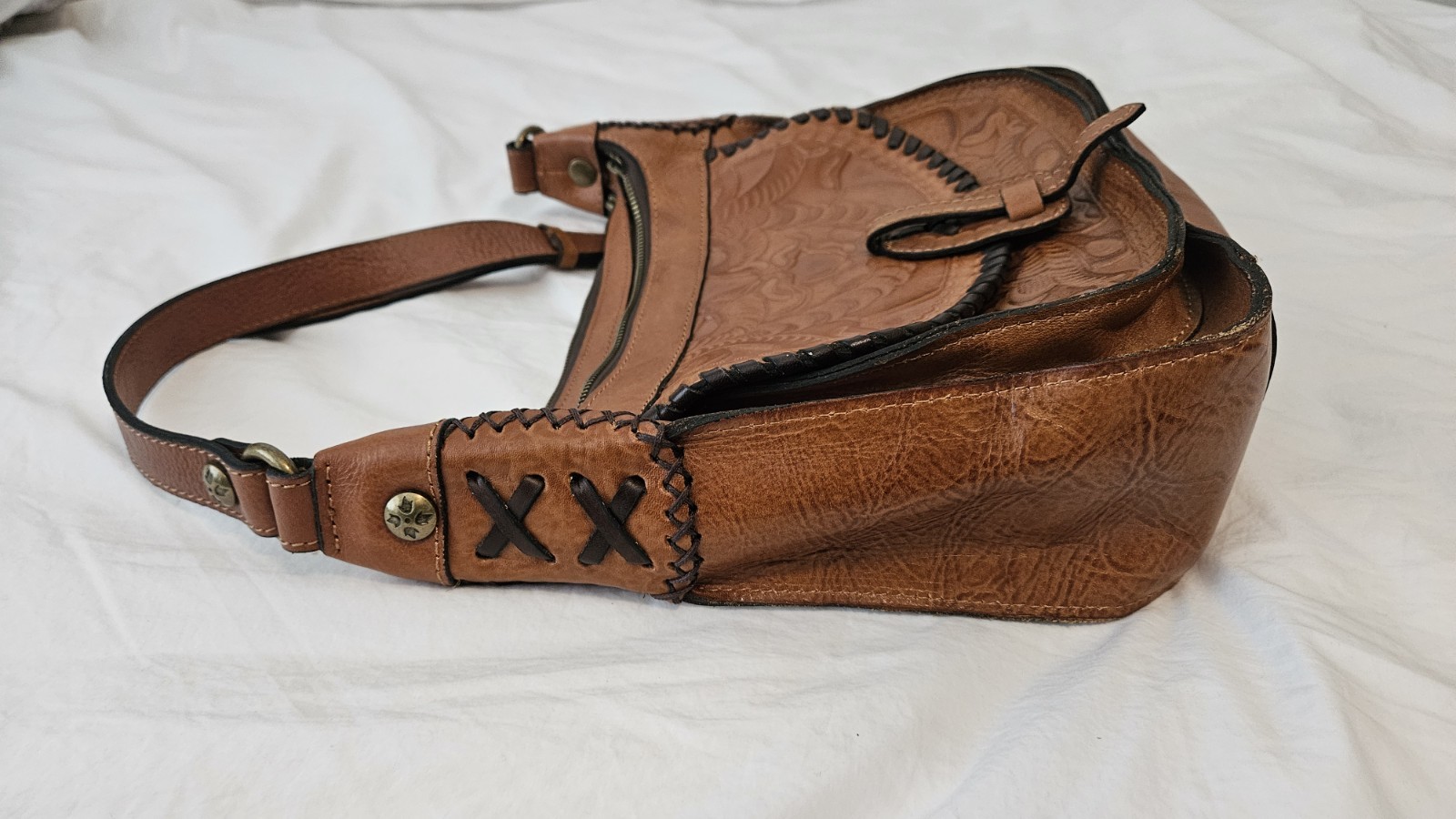 Patricia Nash Camille Embossed Leather Crossbody Bag Adjustable Strap NWOT