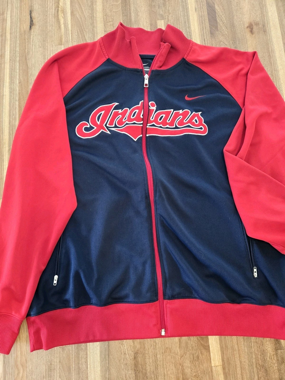 Nike MLB Cleveland Indians Full Zip Colorblock Track Jacket Blue/Red Men’s XL