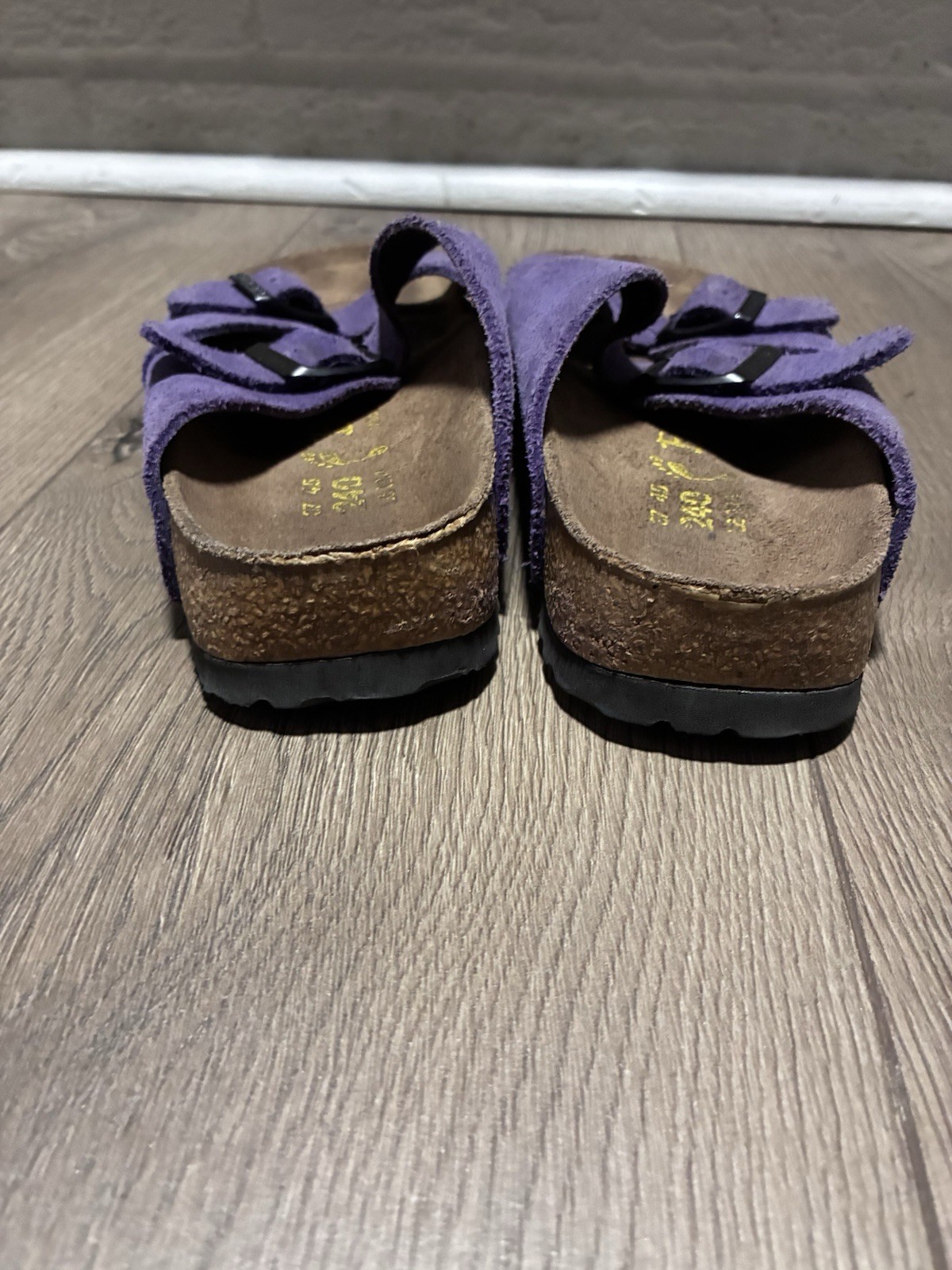Birkenstock Purple Suede Slide Sandals Buckle Adjustable Strap Women’s US 6