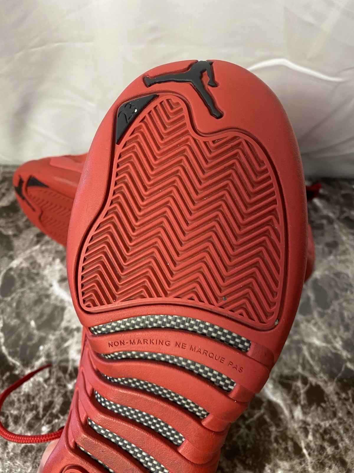 Jordan 12 Retro High Top Red/Black Leather Sneaker Kids 6.5Y 153265-601