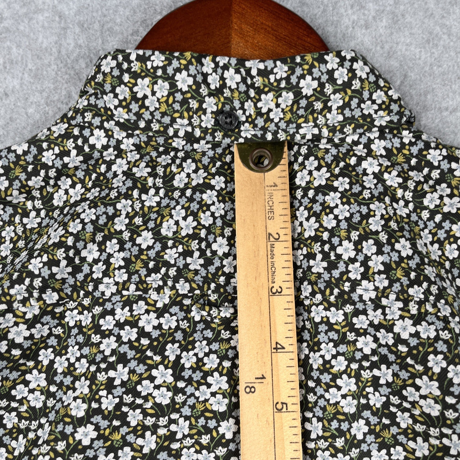 Ben Sherman Floral Print Shirt Medium Olive Button Up Short Sleeve Men New NWT