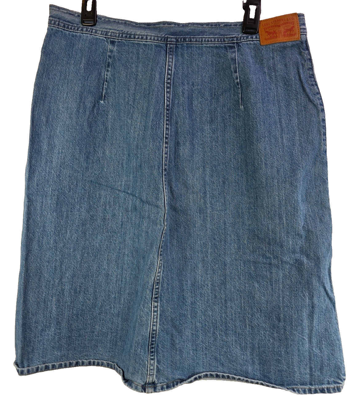 LEVIS Denim Skirt Women’s Sz 32 Medium Wash 34″ Waist X 24″ Midi