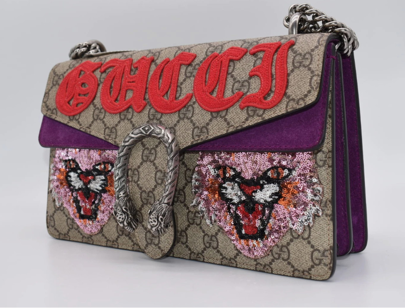 Gucci GG Supreme Monogram Embroidered Small Dionysus Shoulder Bag