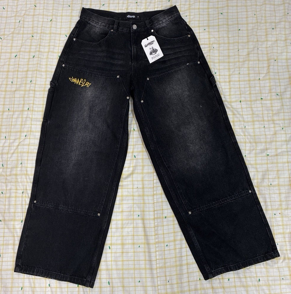 Channel 97 Workwear Men’s Black Wide-Leg Relaxed Fit Denim Jeans M NWT