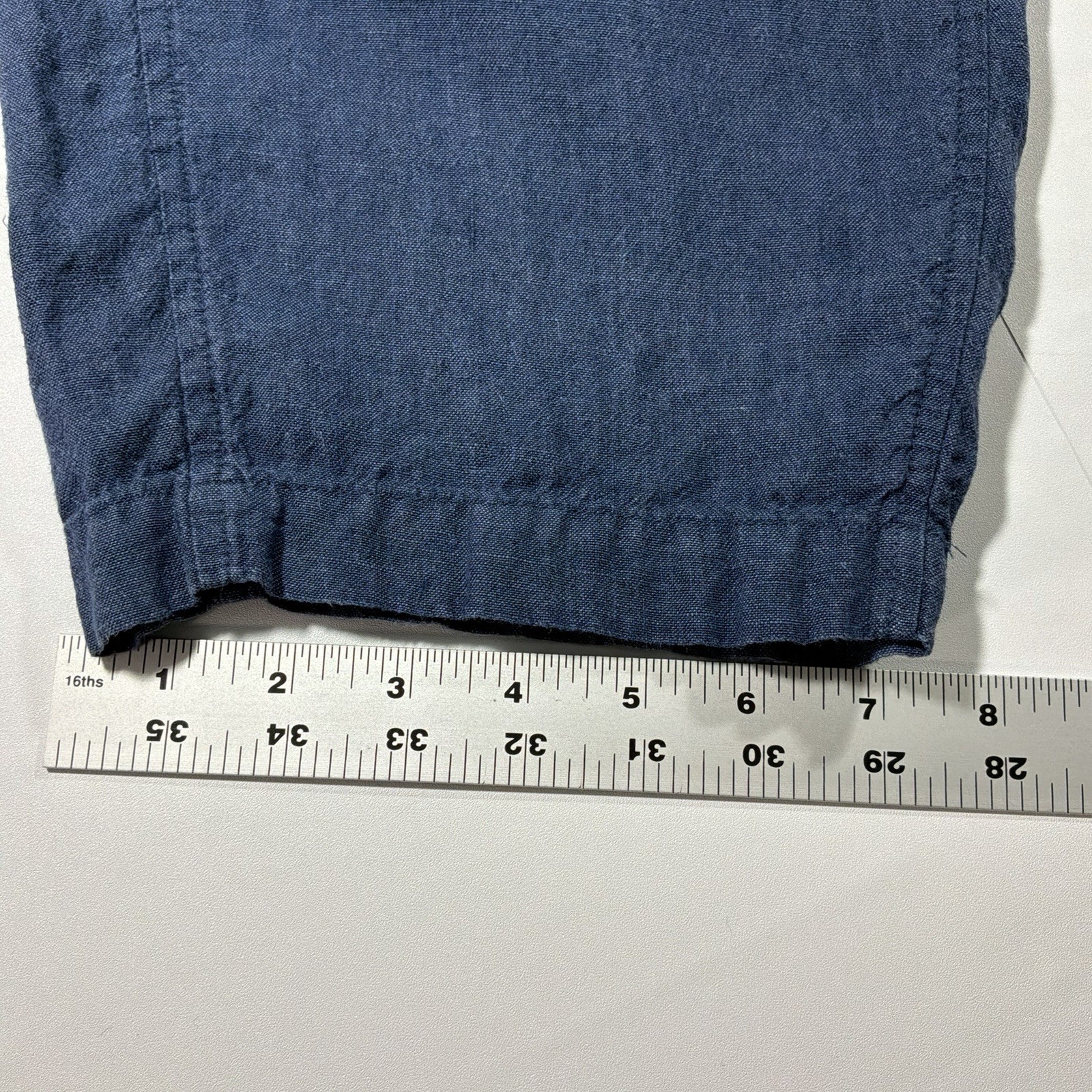Poetry Blue Linen/Cotton Woven Pants Relaxed Tapered Ankle Mid Rise US 18