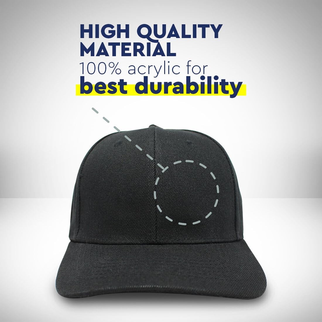 Baseball Cap Custom Personalized Text Acrylic Dad Hats for Men One Size, Navy