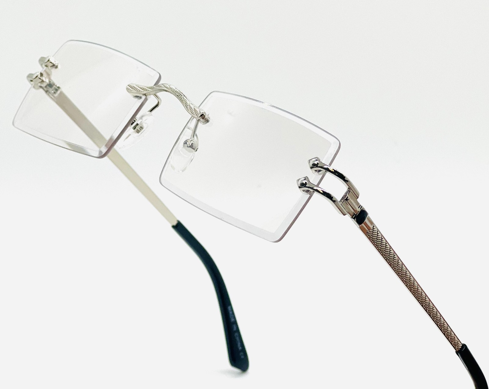 Hip Hop Glasses Clear Lens Gold Frame Rimless Square Shades Migos Quevo Style