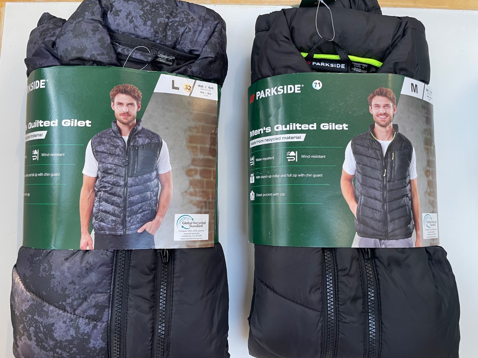 PARKSIDE Mens Water Resistant Gilet L XL 2XL Black Camouflage Work Winter Jacket