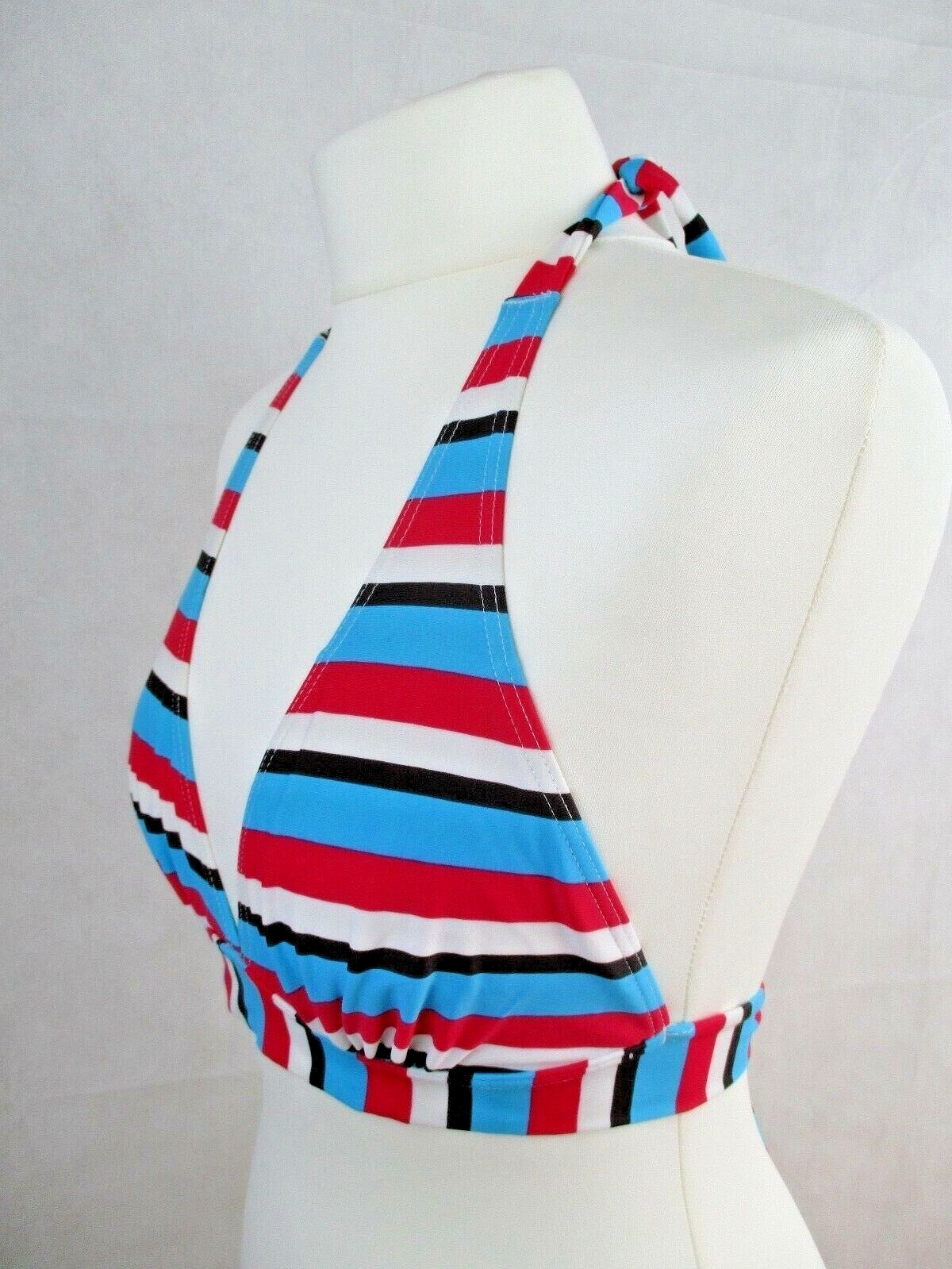 Ladies Evie Beachlife Non Padded Bikini Top Striped Multi Coloured Size UK 10