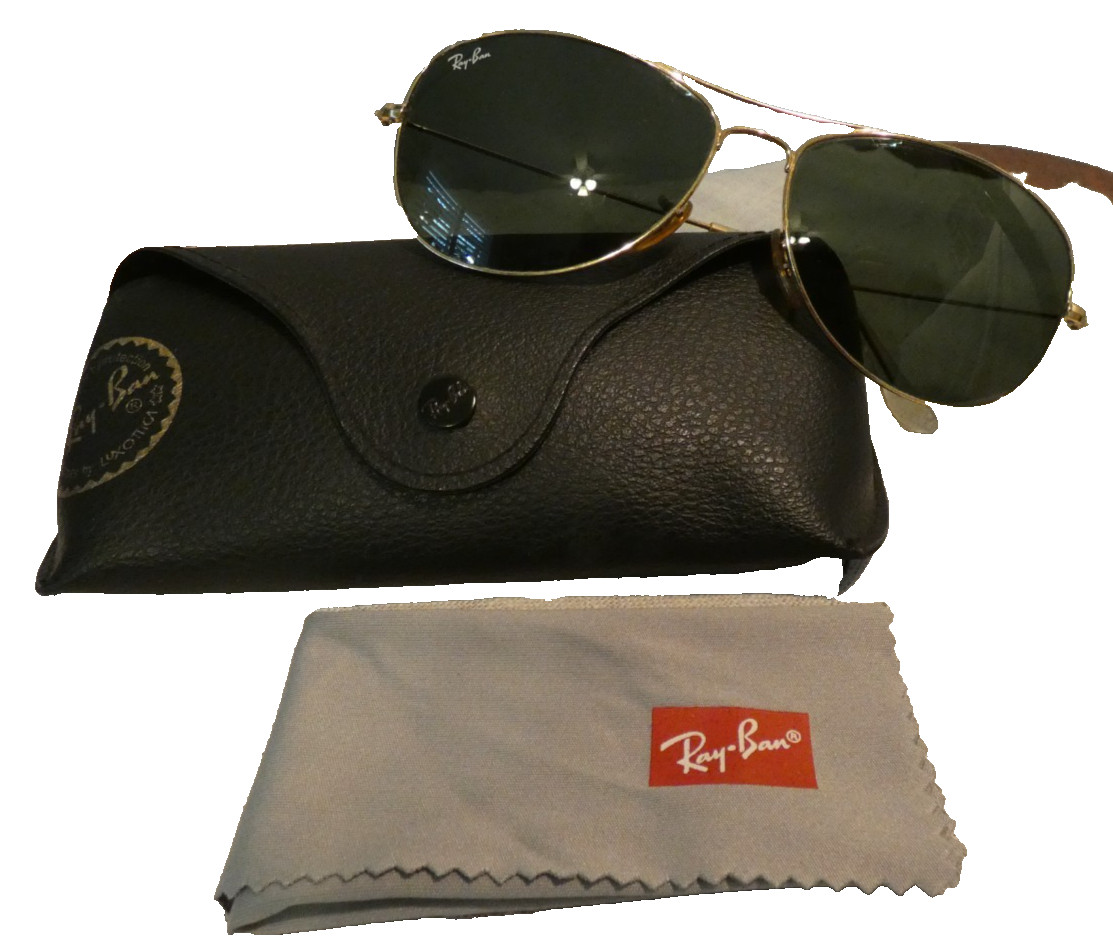 Vtg. RayBan Cockpit Aviator RB3362 004/58 59-14 3P Metal Glass G15 Sunglasses