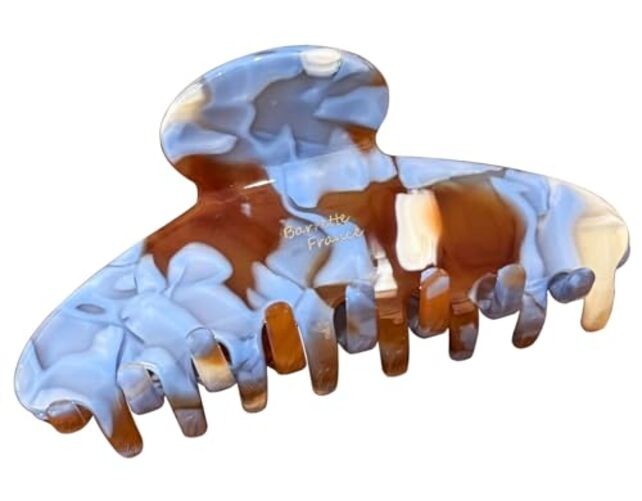 Wenlly french tortoise shell hair claw clip, 4.3 Inch cellulose blue coffee