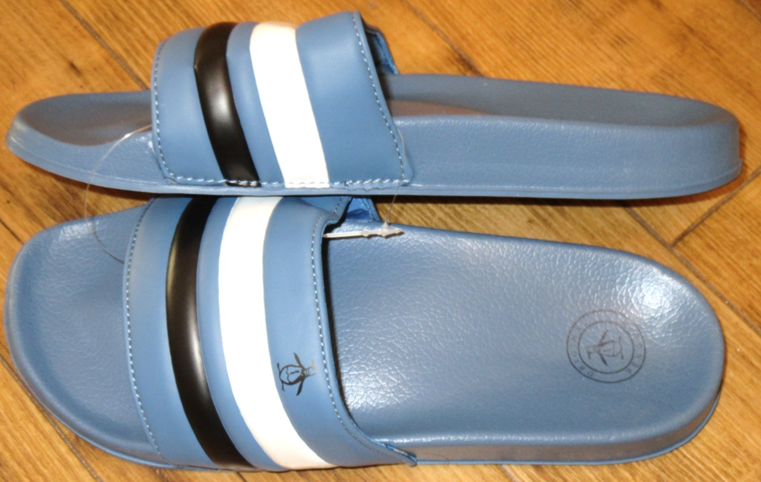 Original Penguin Men’s Earle Slide Sandal Blue White Dark Blue Black NWT Classic