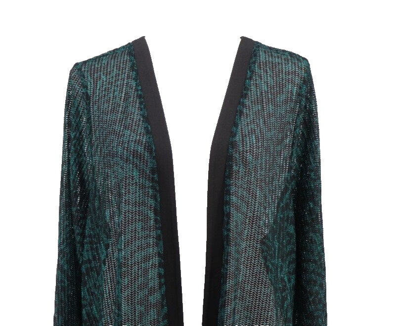 Catherines Mesh Cardigan Women Size 1X 18 20 Green Black Open Top 3/4 Sleeve New
