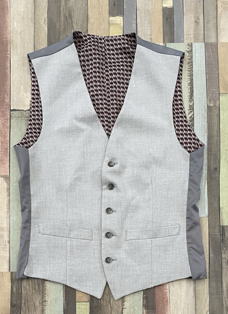 Limehaus Mens Grey Waistcoat 36″ Regular Fit 5 Button Down Smart Suit Accessory