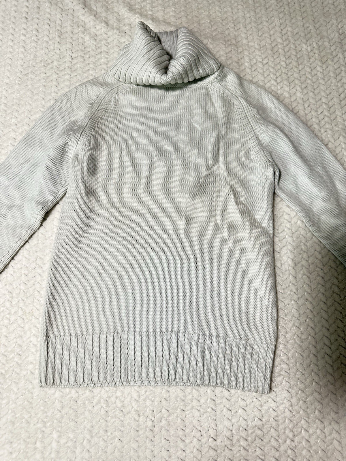 Theory Sweater Womens Medium Light Mint Turtleneck 100% Wool Rib Knit Pullover