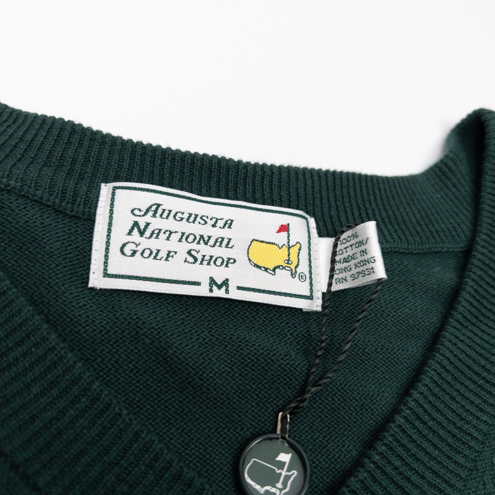 Masters Sweater Mens Medium Hunter Green V-Neck Augusta National Golf Shop Vtg