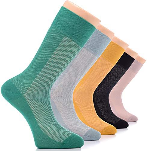 MEN Dress Crew BAMBOO Socks, MEDIUM, COLOR, Patterned, Business, Casual, 4 Pair