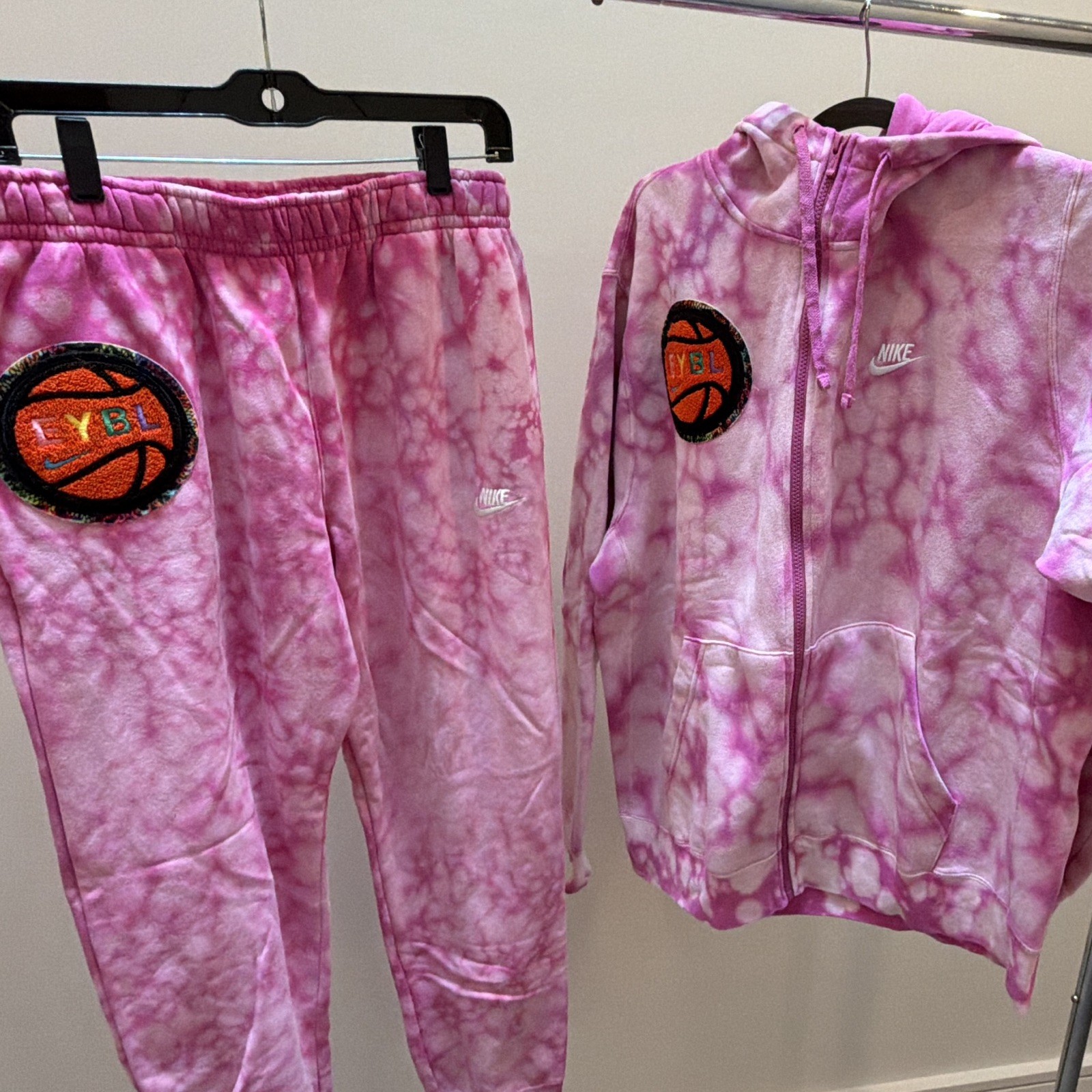 Nike EYBL Pink Tie Dye Basketball Hoodie Sweatpants Set XL Player Exclusive