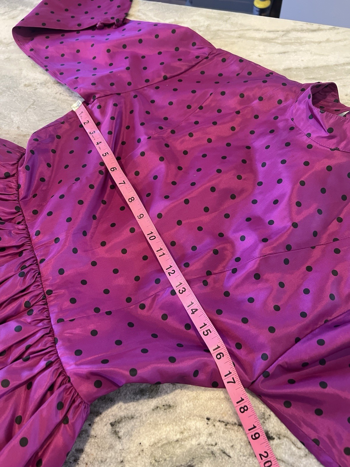 VTG 80s Willi Smith WilliWear 6 Taffeta Dress Purple Black Polkadots Pouf Skirt