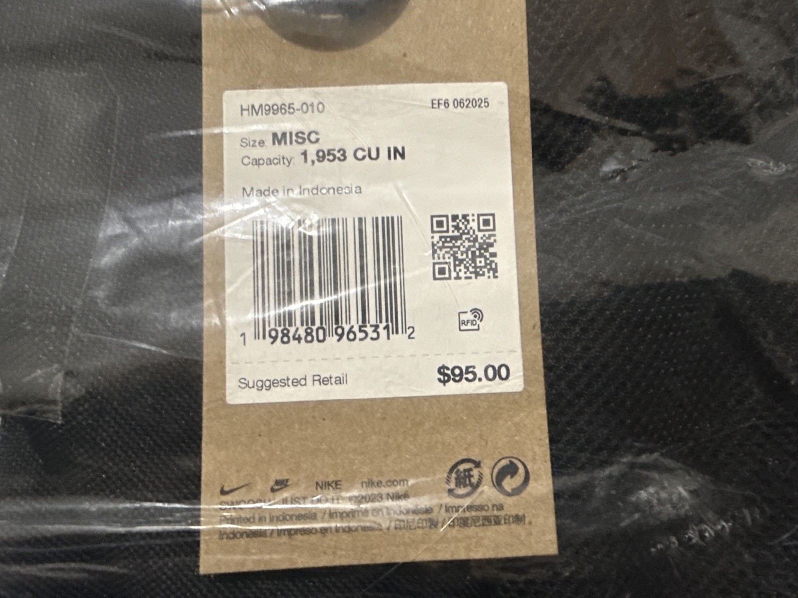 Nike Varsity Elite Backpacks Bubble Strap (32L) Black/Black/Metallic Silver New