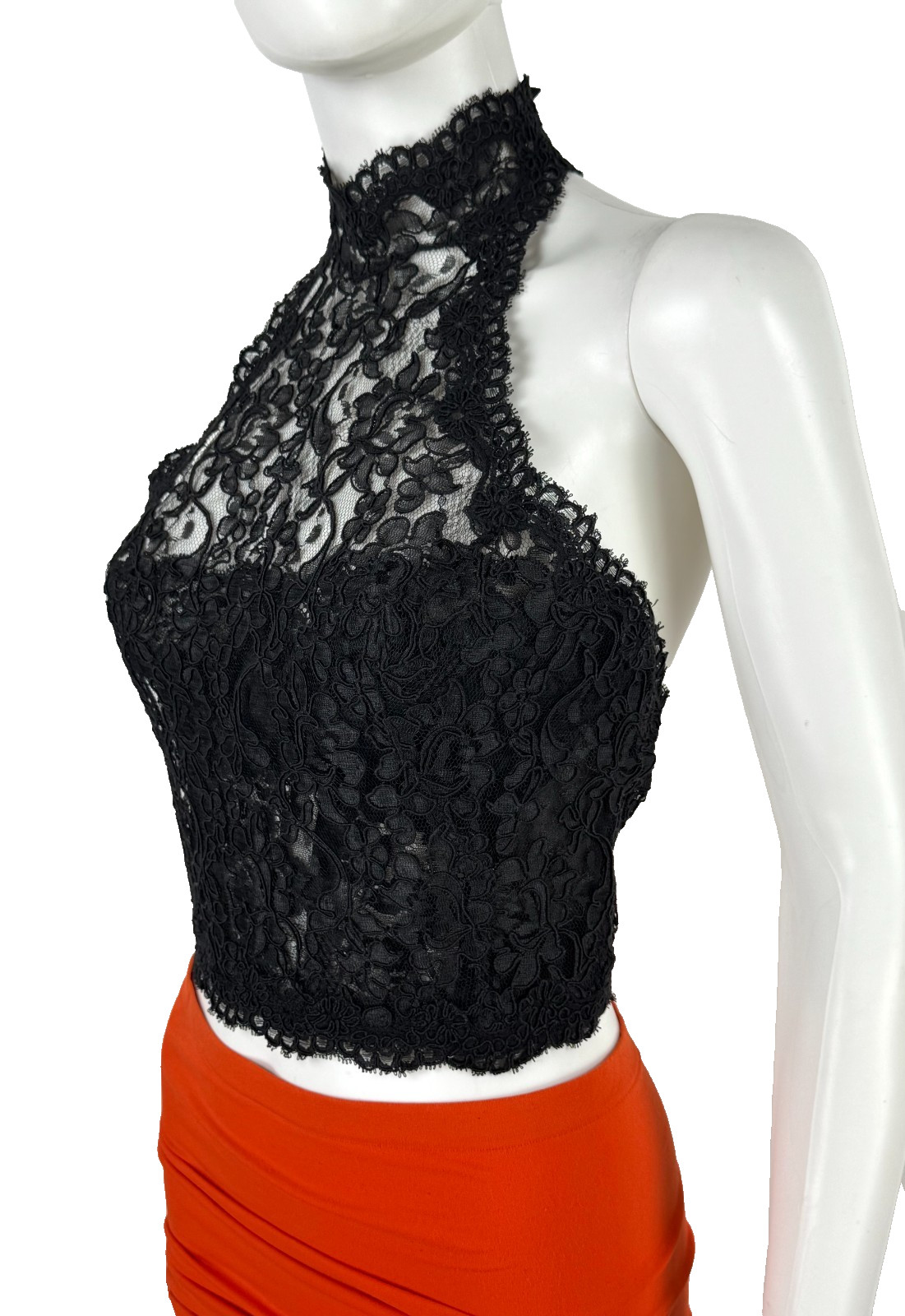 Only Hearts Vintage 36 C US BIack Lace Halter Corset Lingerie Boning Top Auth