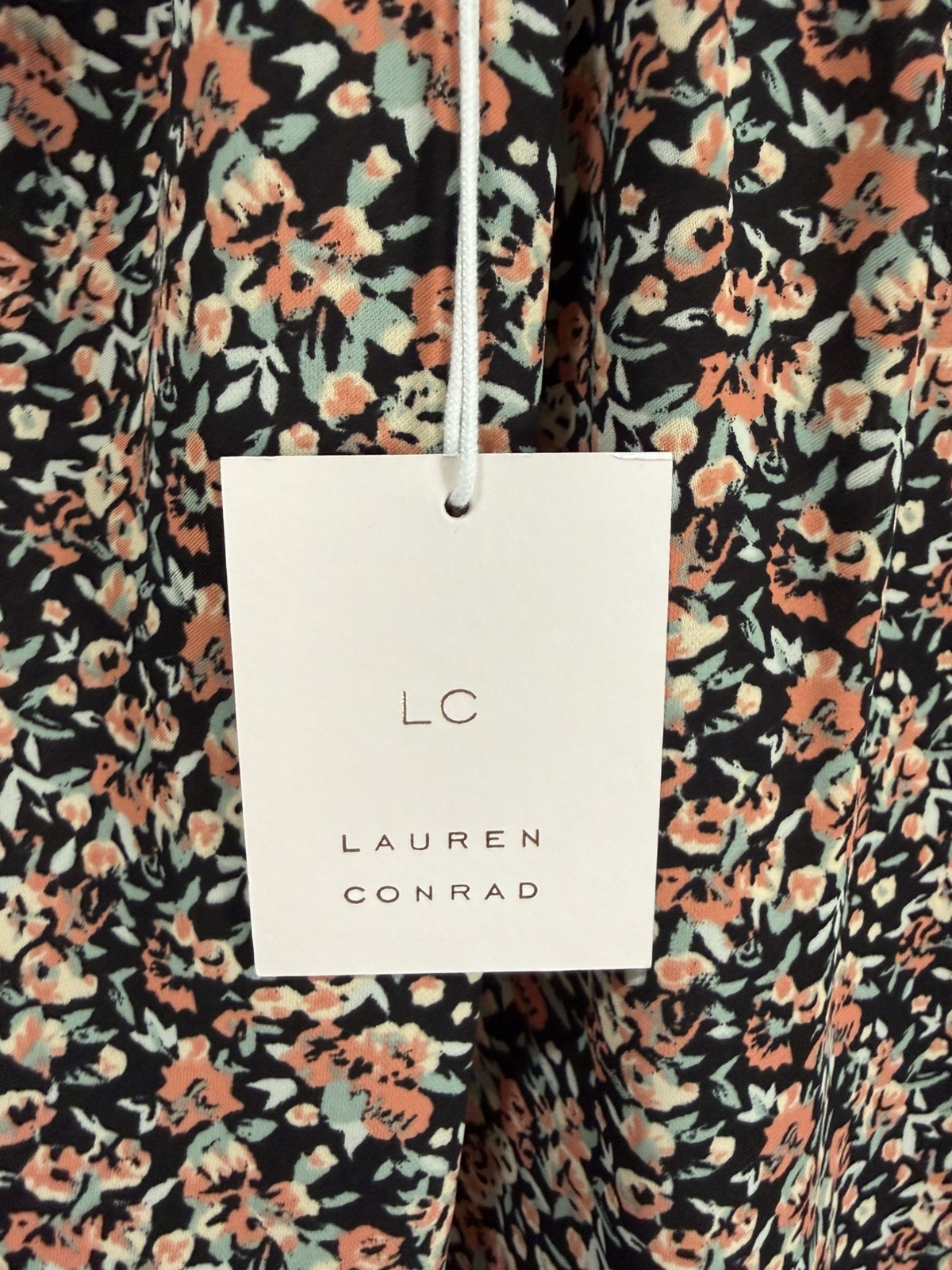 LC Lauren Conrad 2X Black Floral Cap Sleeve Ruffle Blouse Top Work Office Career