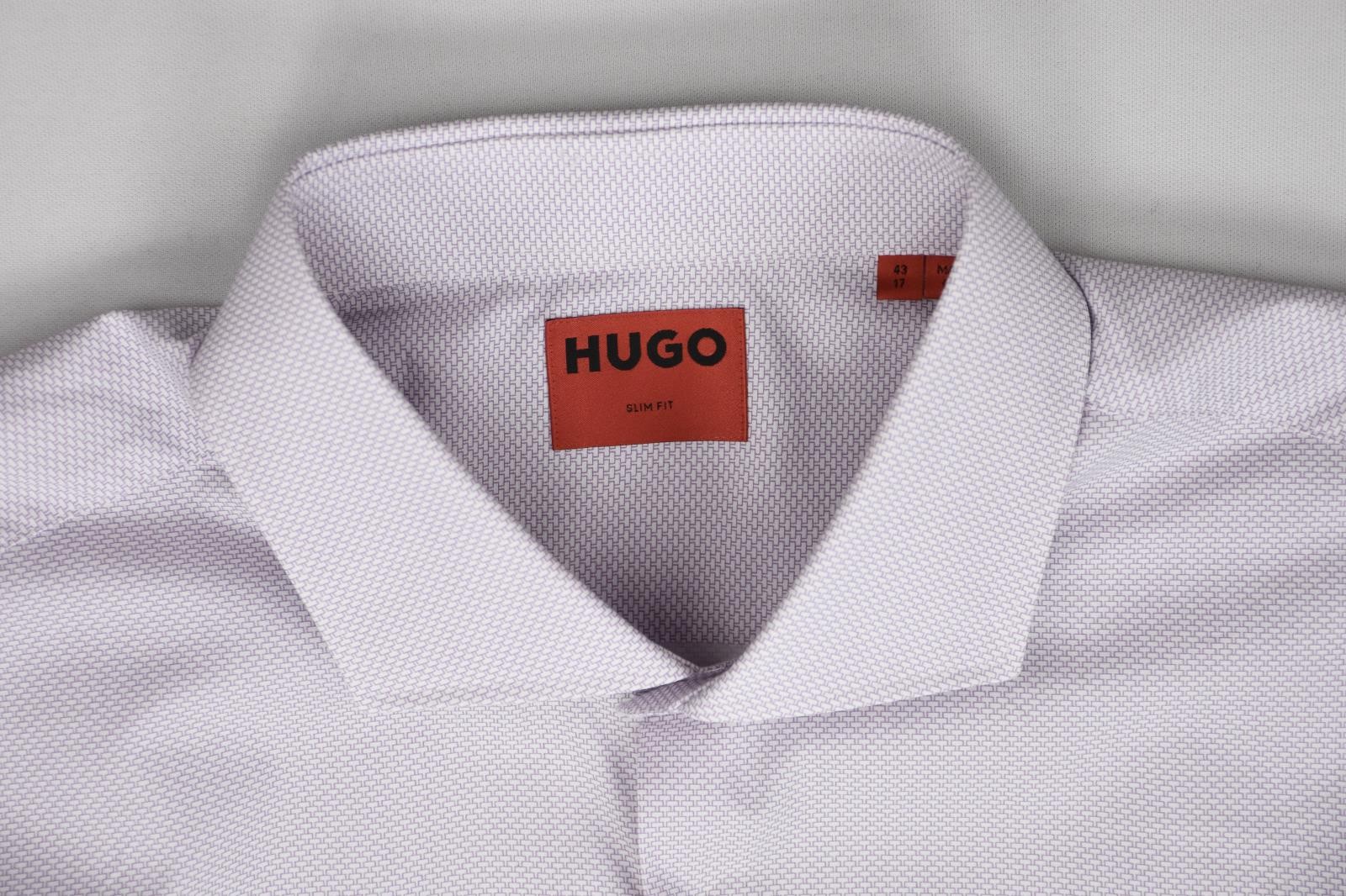 Hugo Boss Men Slim Paste Purple Kason Micro Print Dress Shirt 17 – 43 New