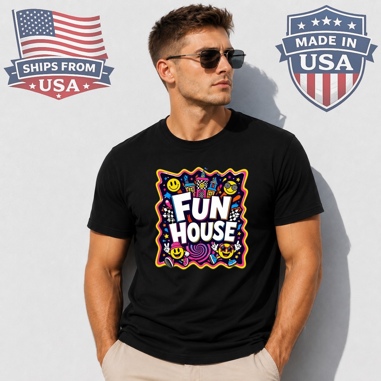 Fun House Graphic T-Shirt Carnival Typography Design