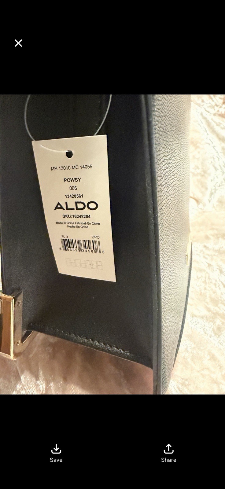 ALDO POWSY Black Structured Top Handle Satchel Bag Gold Hardware NWT
