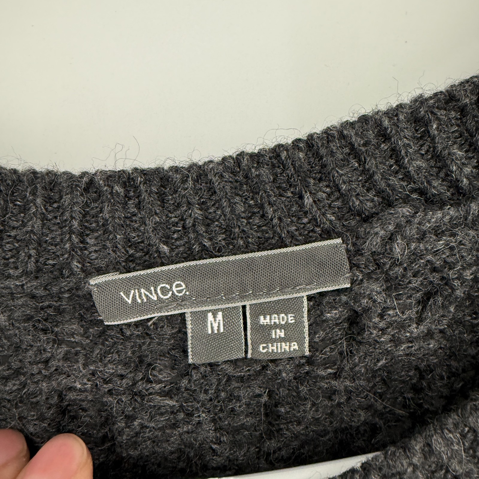 Vince Sweater Gray Cable Knit Wool Alpaca Pullover Cabincore Fisherman Womens M