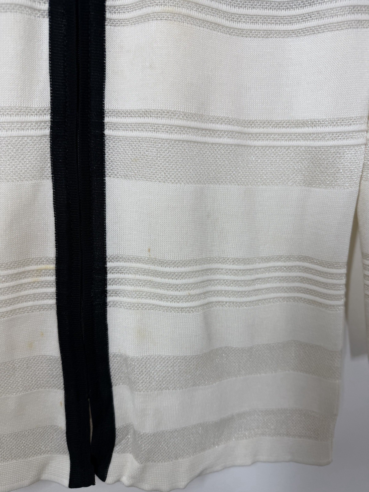 Ming Wang Cardigan Jacket Size Medium Stripe White Black Purple Green 3/4 Sleeve