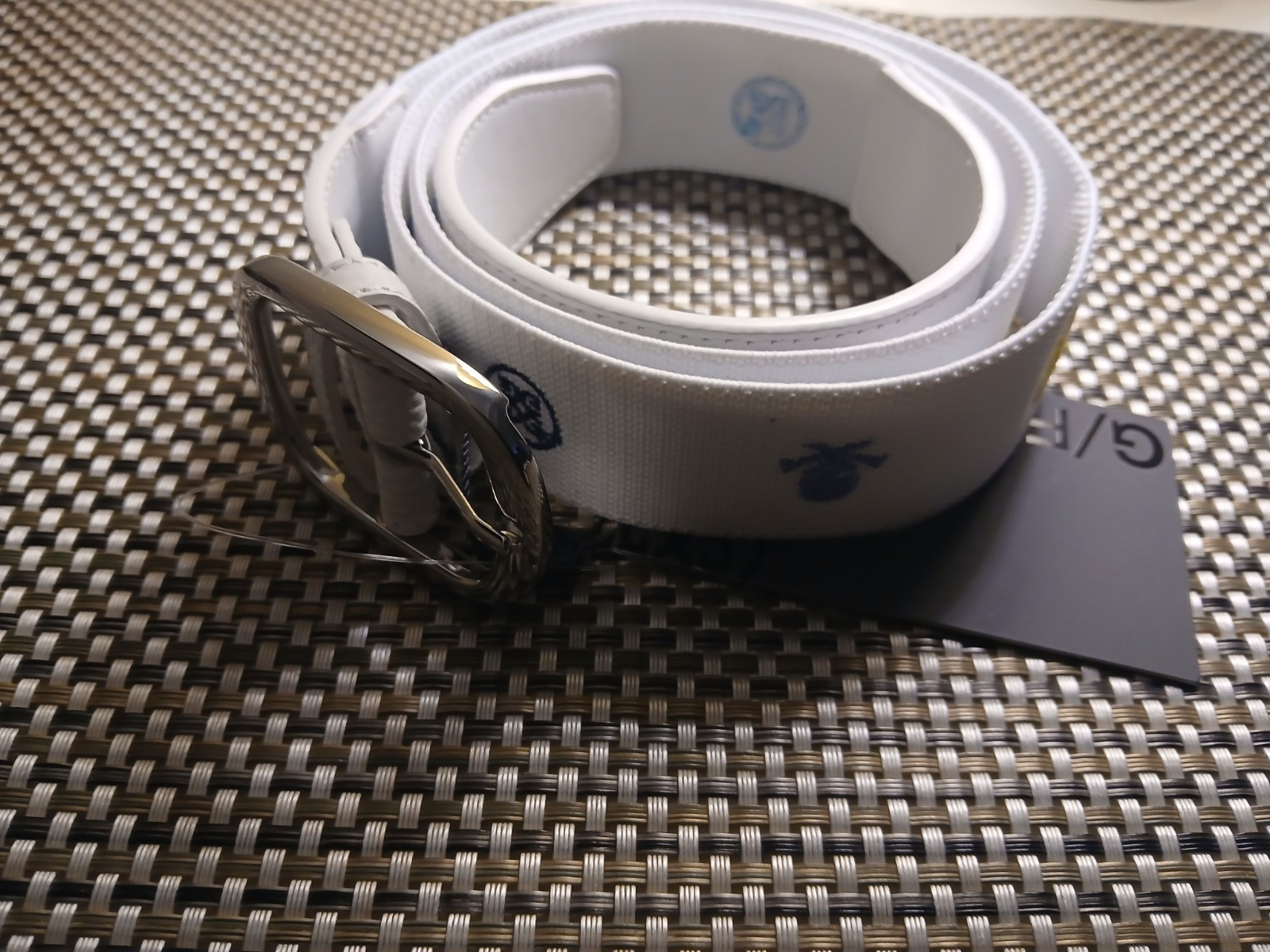 G/FORE Belt Limited Release Embroidered Icon Leather Belt Golf Skull White NWT