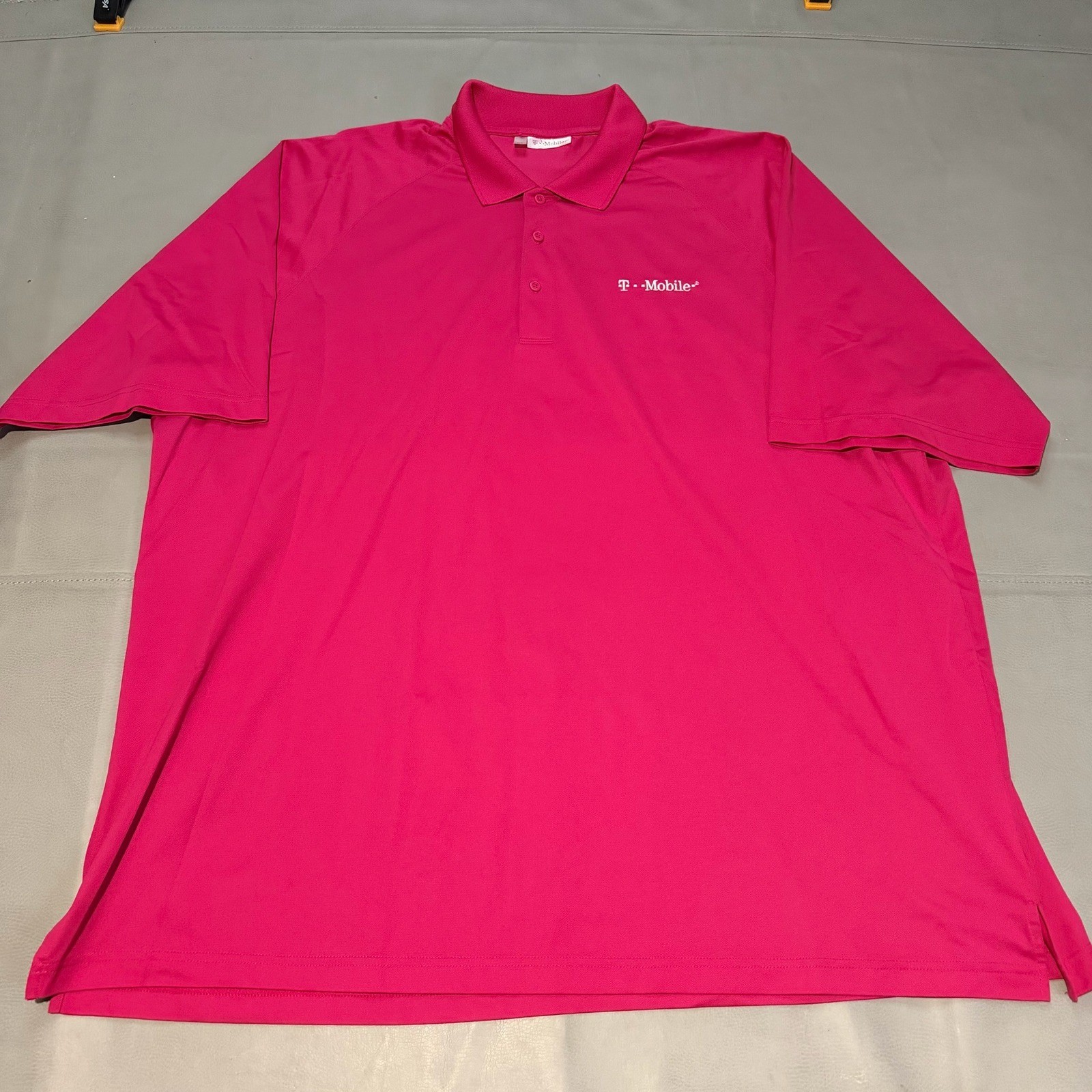 T-Mobile Men 5XL Pink Short Sleeve Performance Polo Shirt Work Employee Uniform-