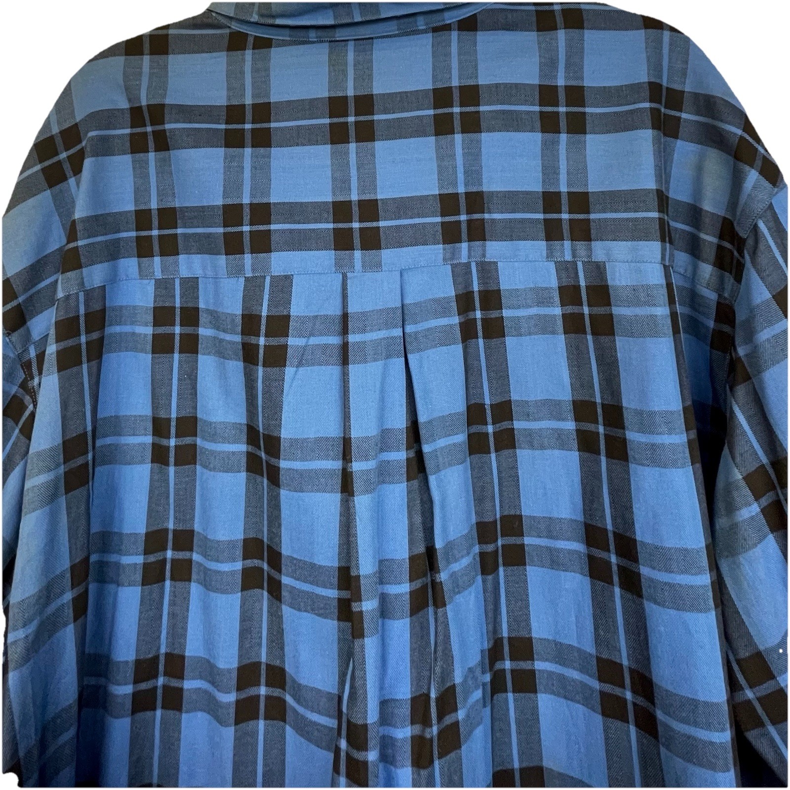 Chaps Ralph Lauren Plaid Shirt Blue Flannel Tartan Cotton Button Up XL