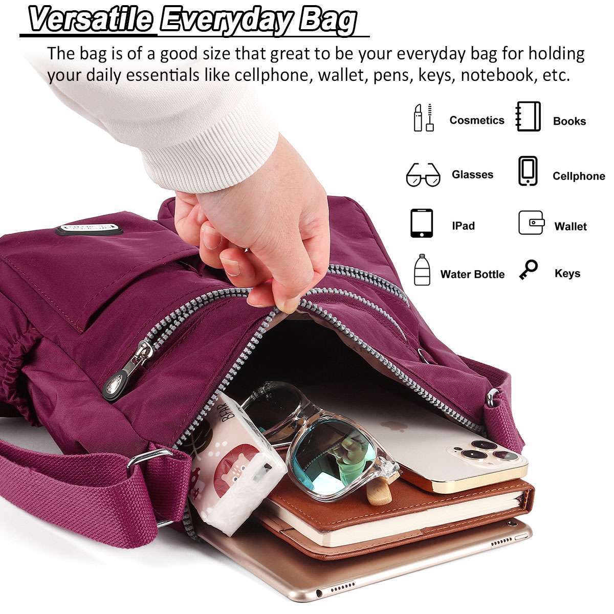 Waterproof Messenger Cross Body Ladies Handbag Shoulder Bag Womens Large Purse