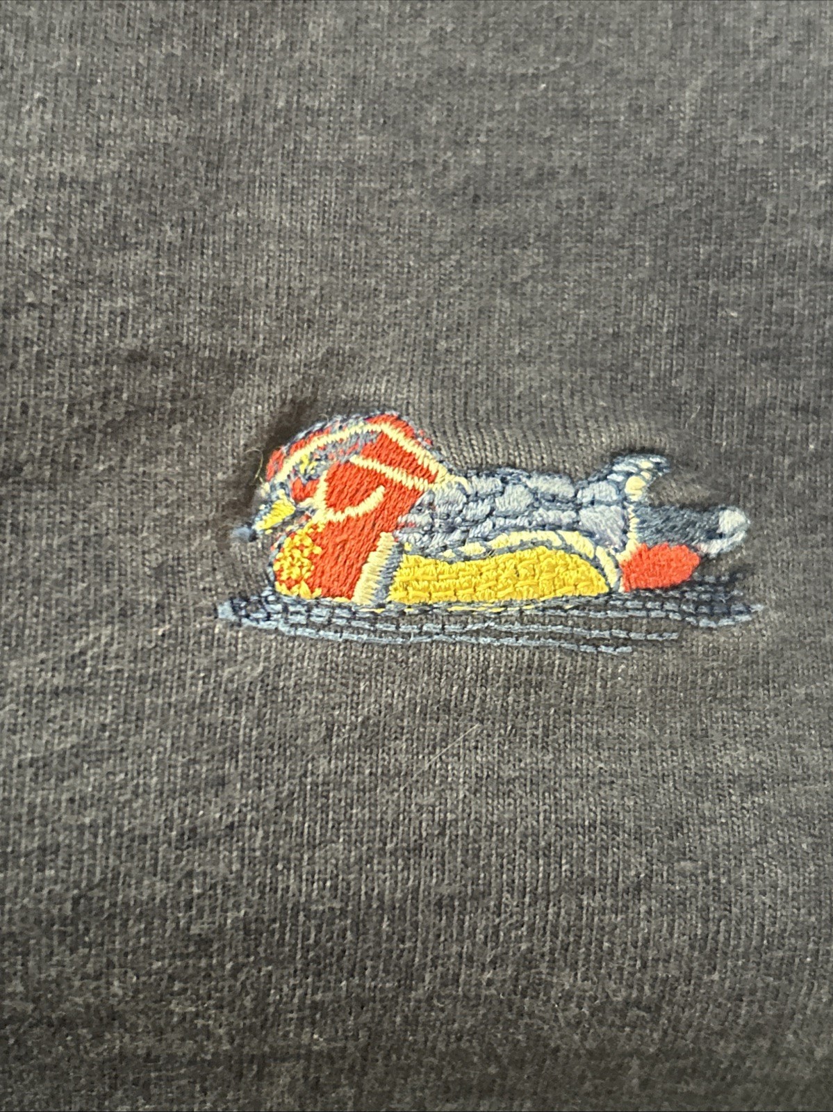 Vtg Mens Henley Size Large Cotton Deluxe Anvil 100% Cotton Navy Blue Duck Logo