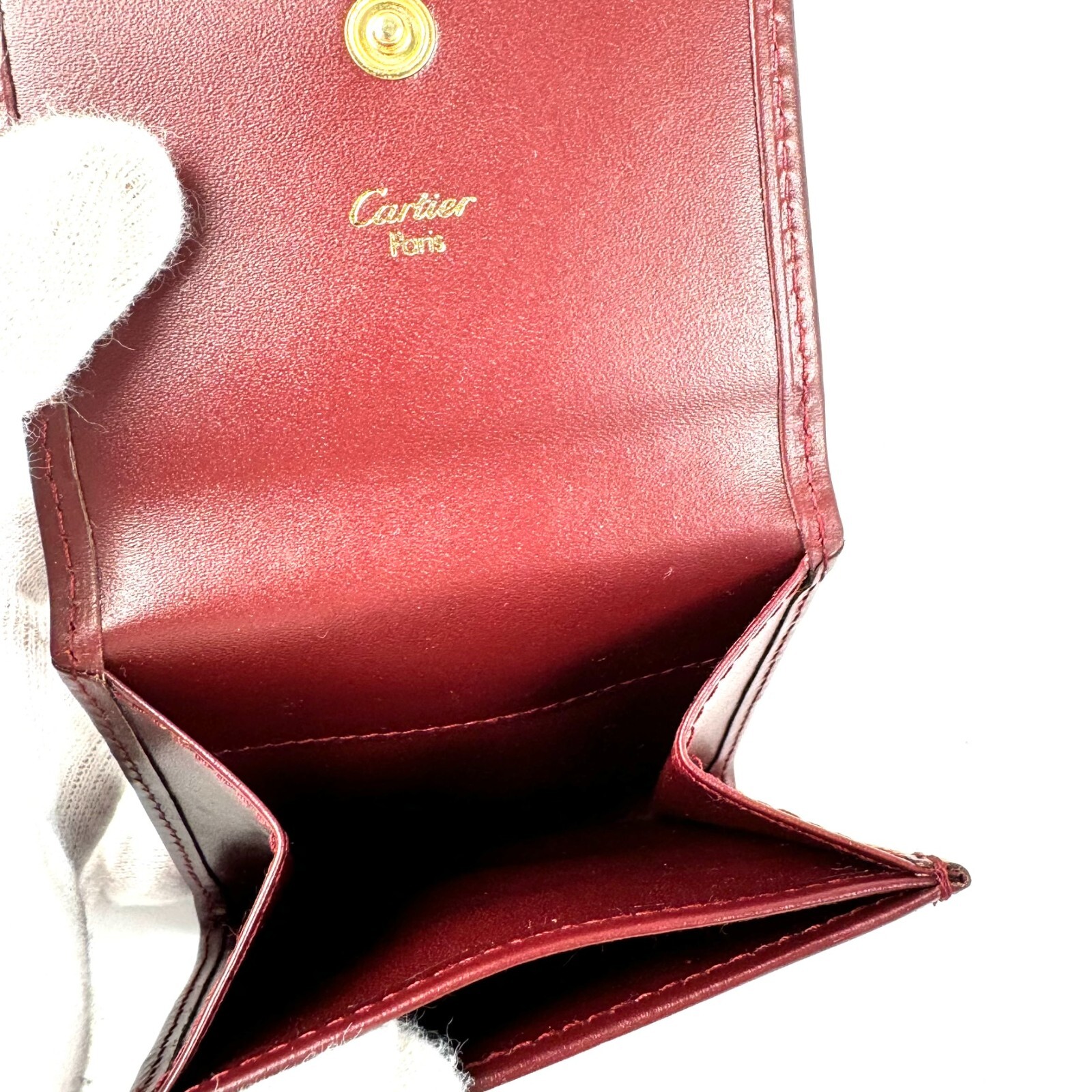 Must de Cartier Coin Case Purse Bordeaux Red Leather Authentic from Japan _0035