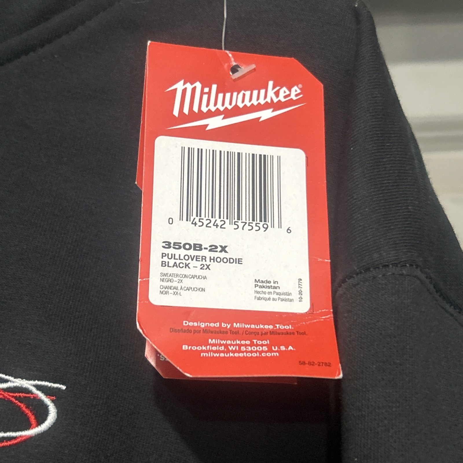 New Milwaukee 2XL Black Breathable Tear & Abrasion Resistant Pullover Hoodie