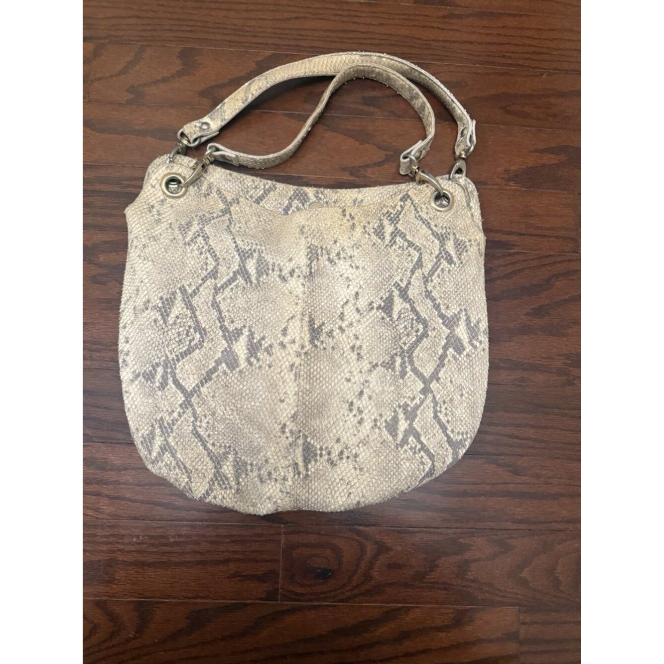 Maurizio Taiuti Textured Snake Skin Pattern Nubuck Leather Hobo NWOT