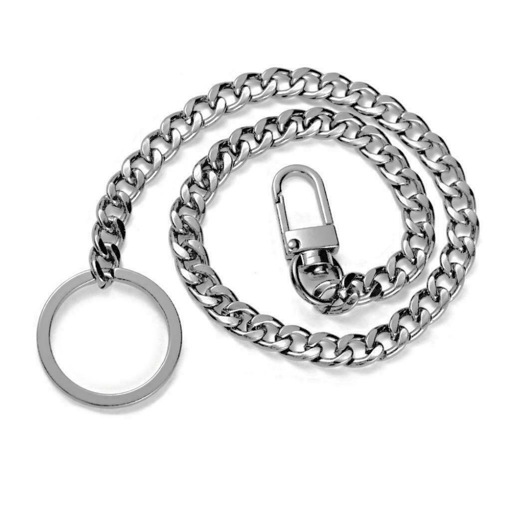 STAINLESS STEEL BIKER KEYCHAIN 16” Silver Link Chain Wallet Punk Trucker NEW